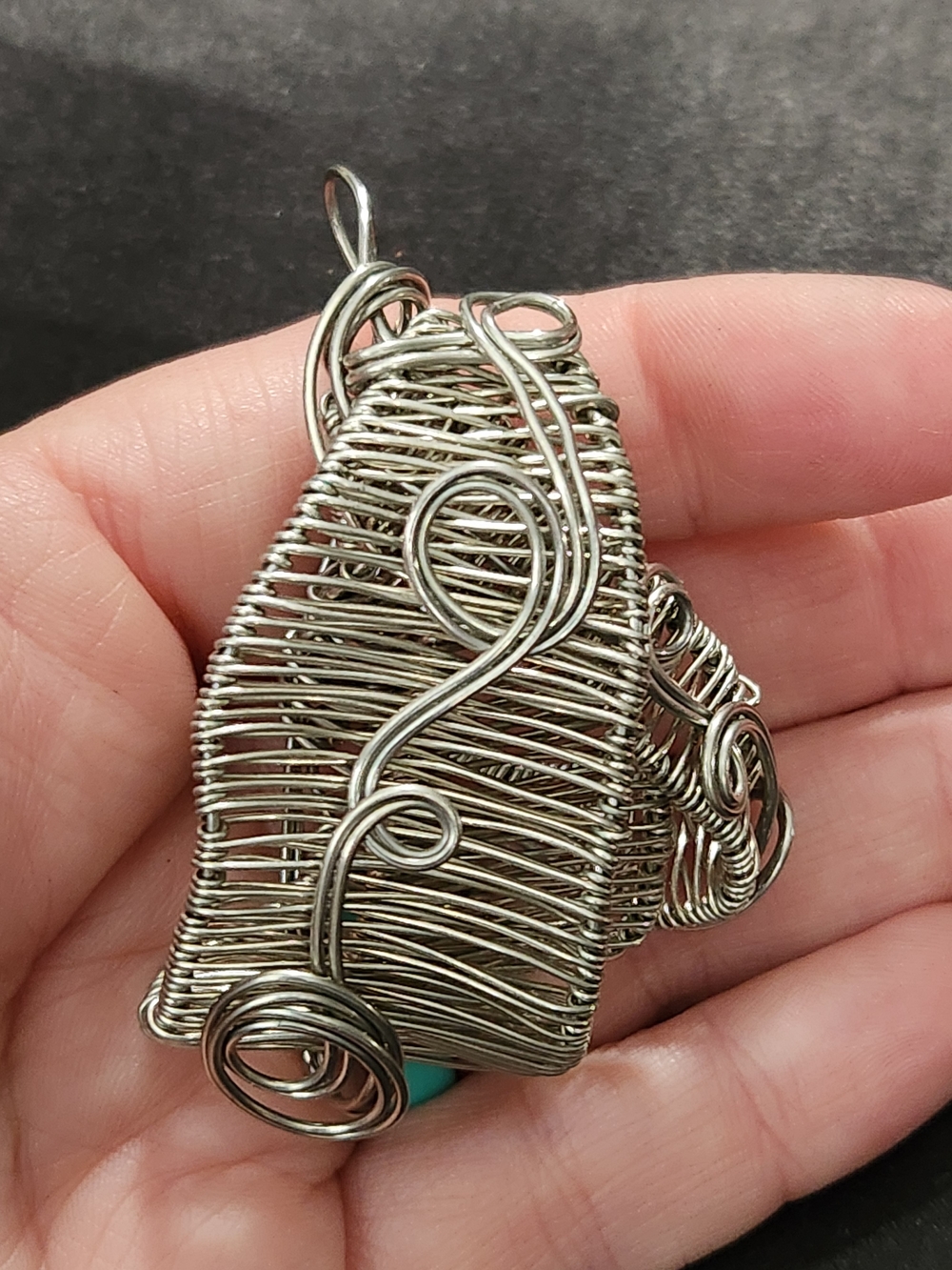 Handcrafted Silver Wire Wrapped Statement Pendant - Picture 2 of 6
